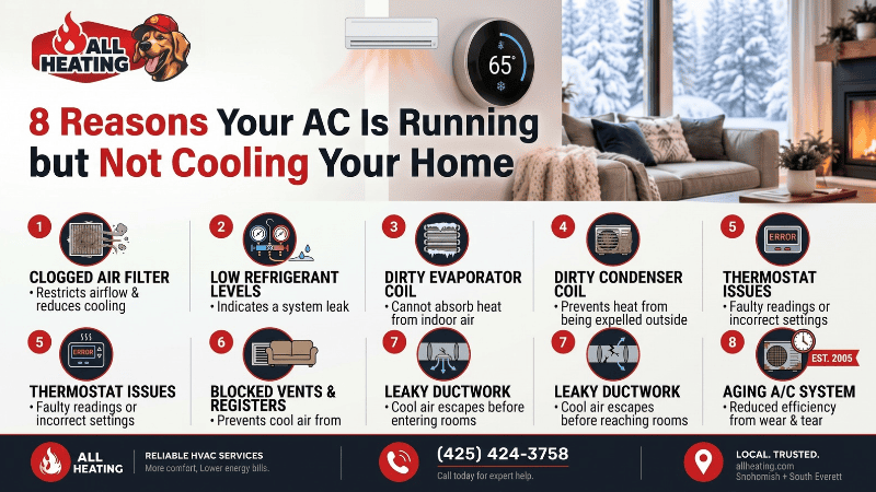 8 Reasons Your AC Is Running but Not Cooling Your Home
