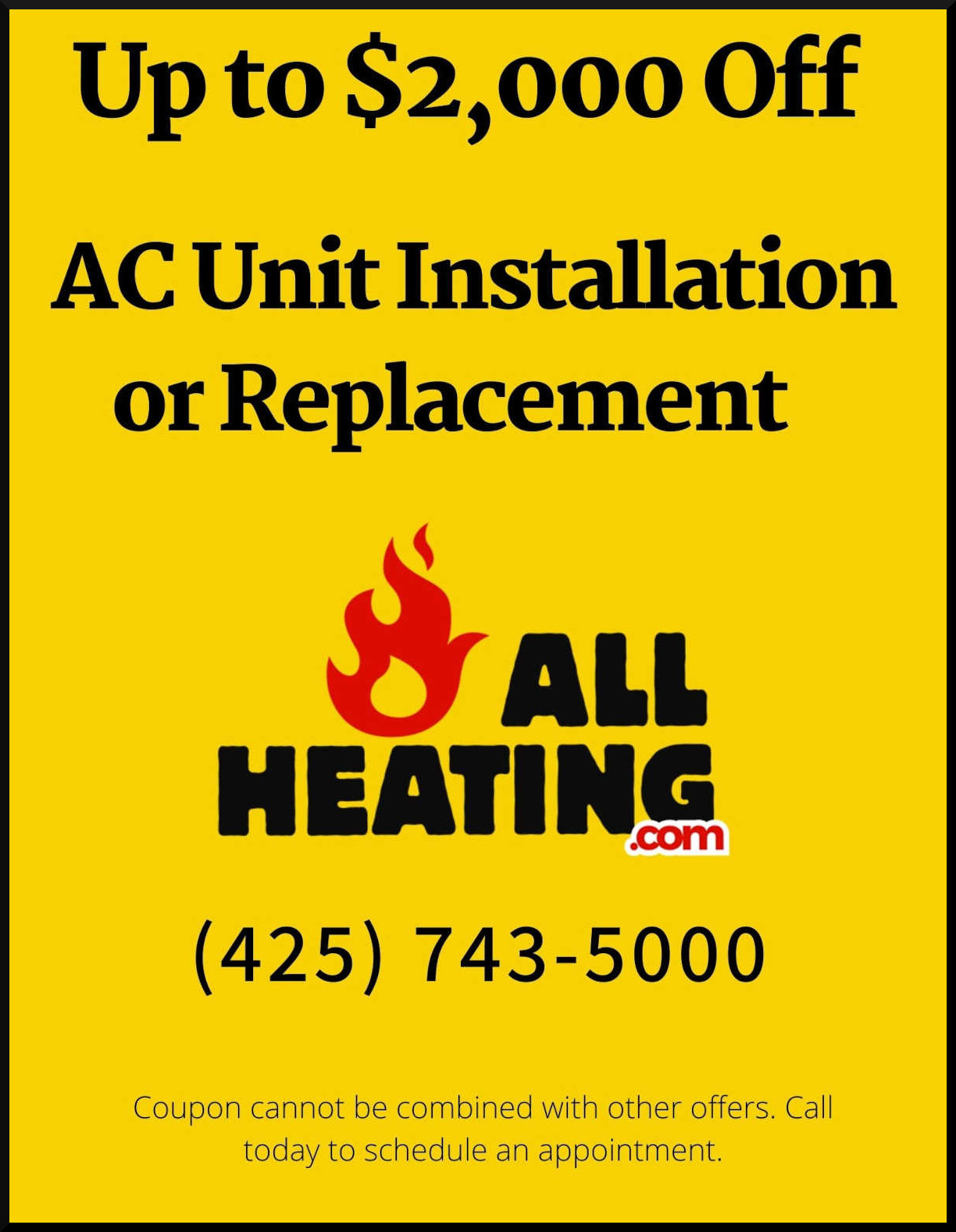 AC installation or replacement coupon All Heating